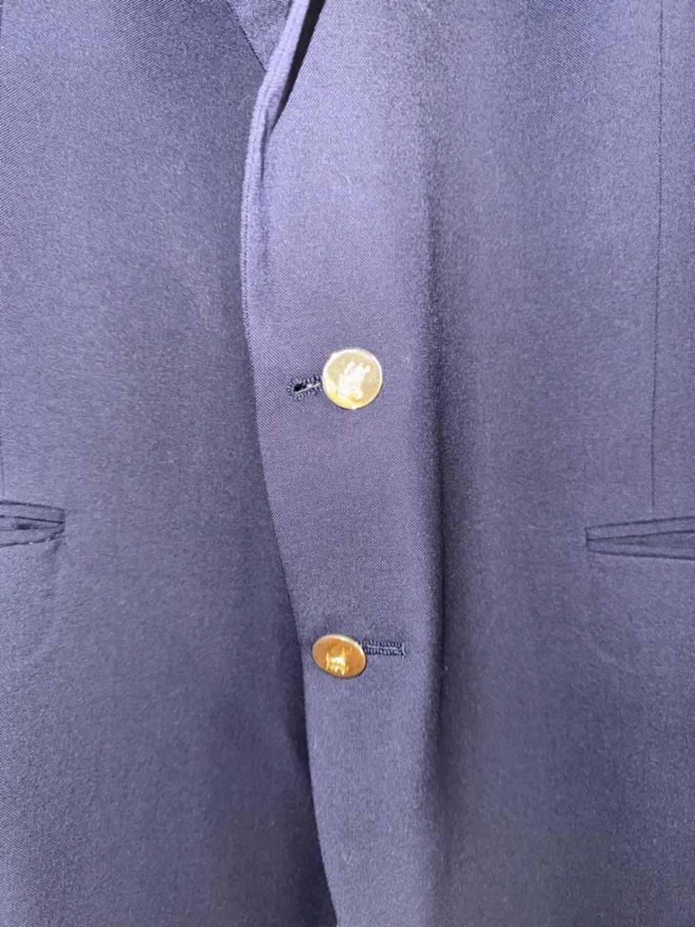 Vintage Burberrys Navy Blue Blazer Gold Knight Buttons